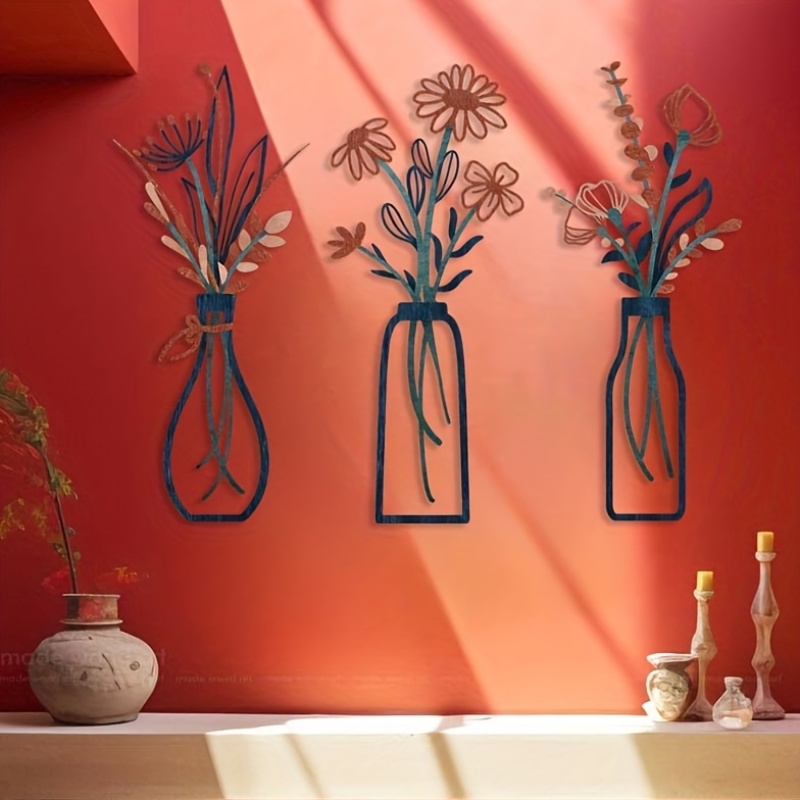 Interior Design Office - 3 Duże kwiatowe rzeźby ścienne -