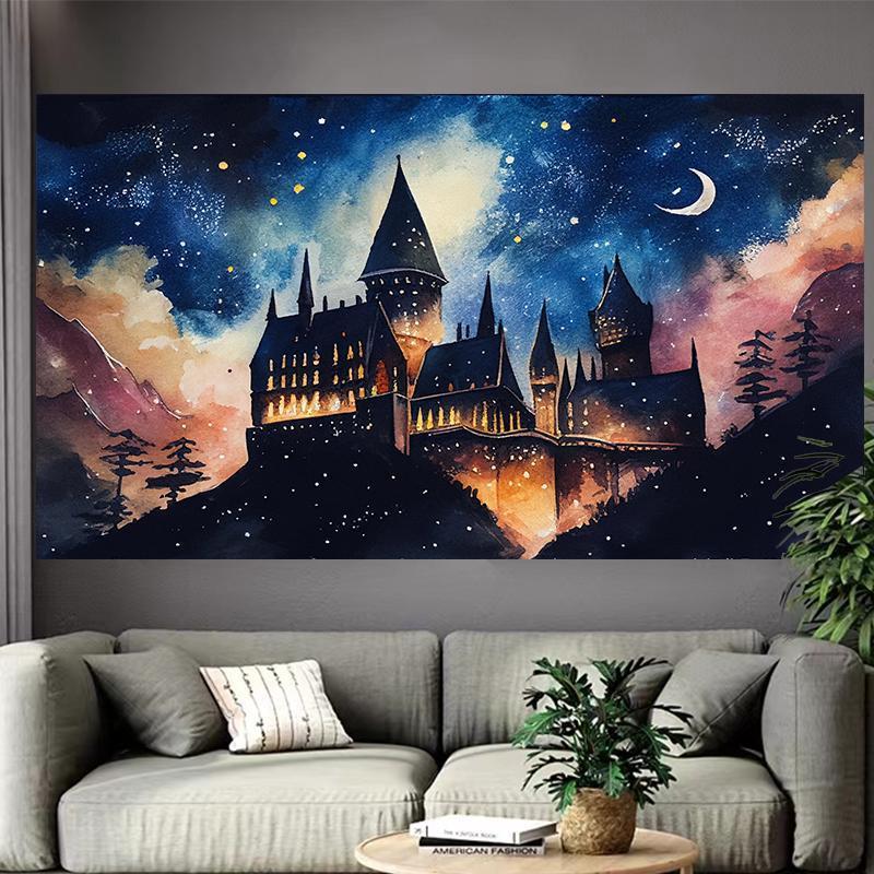 Interior Design Landscape - Gobelin z motywem zamku, jeziora i