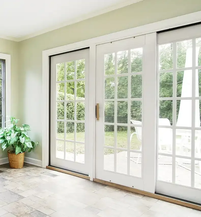 Interior Design Organic Modern - Nowoczesna biała szklana drzwi przesuwne z