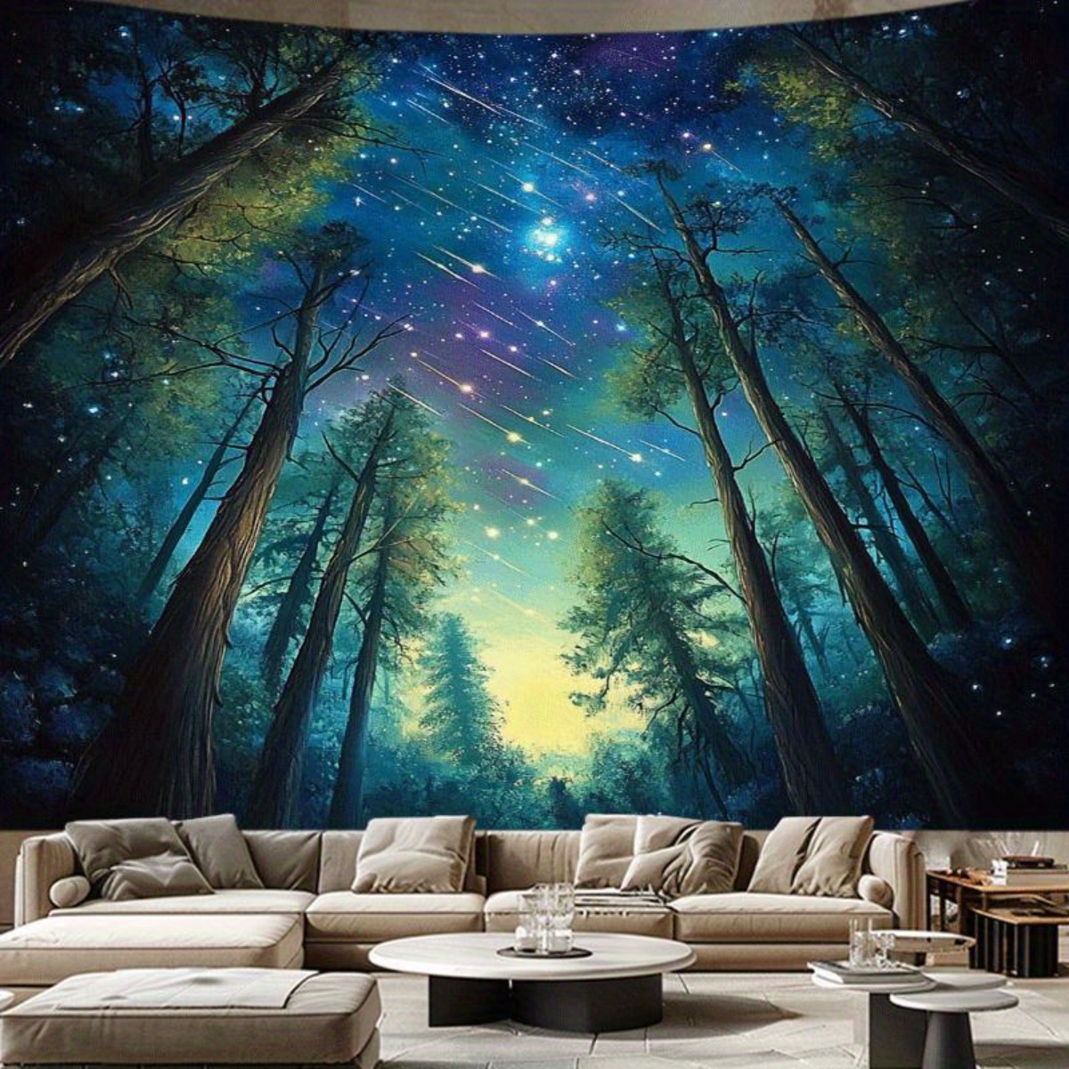 Interior Design Landscape - Gobelin Ścienny Gwieździsta Noc Las Niebo