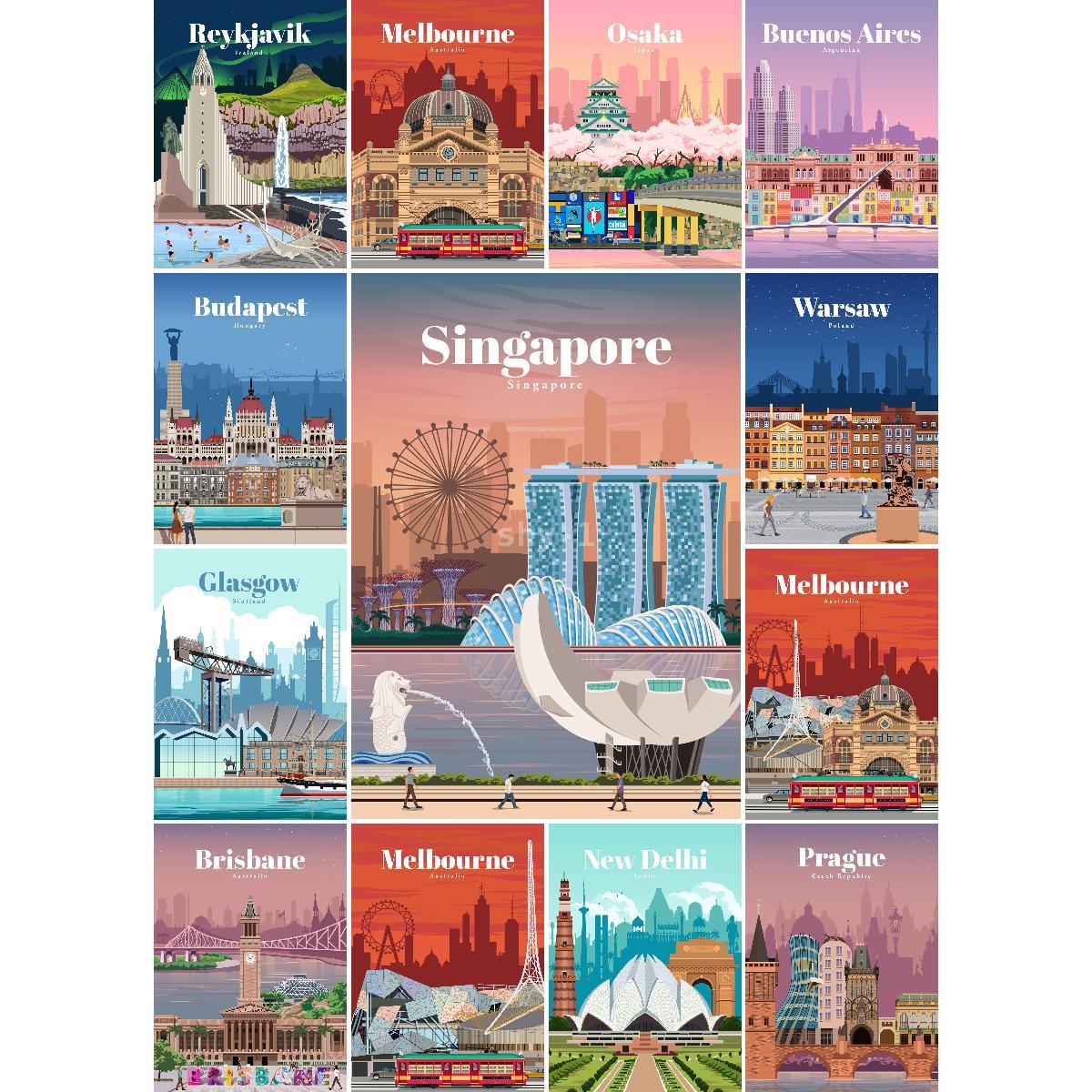 Interior Design Landscape - Współczesny plakat podróżniczy Brisbane Nowoczesny projekt
