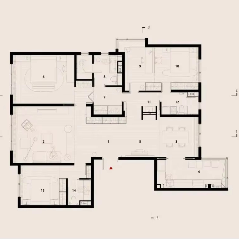 Interior Design Sketch - Sanhai Minimalistyczny Styl Projekt Interierny Rendering