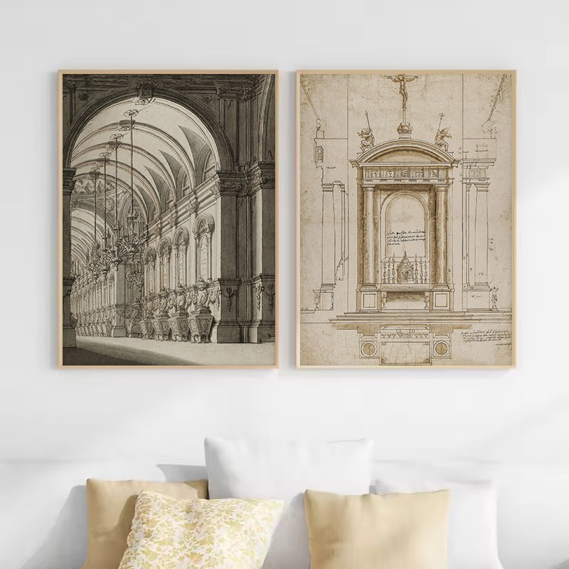 Rysunek Vintage Szkic Geometry – Interior Design Sketch recenzja i cena